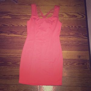 Tight orange mini dress!